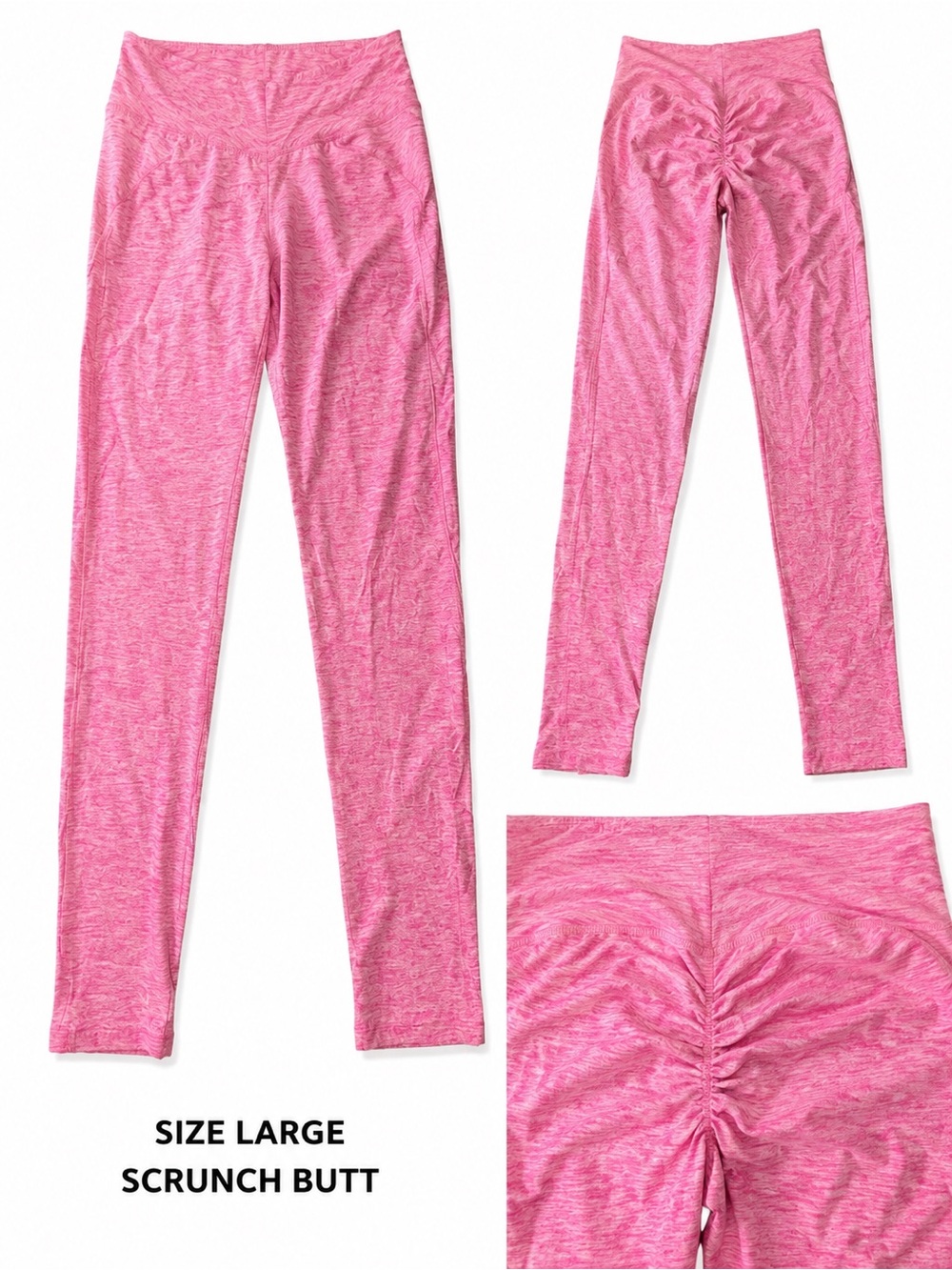 Women’s Pink Heather Scrunch Butt High Waist Leggings | Size Large